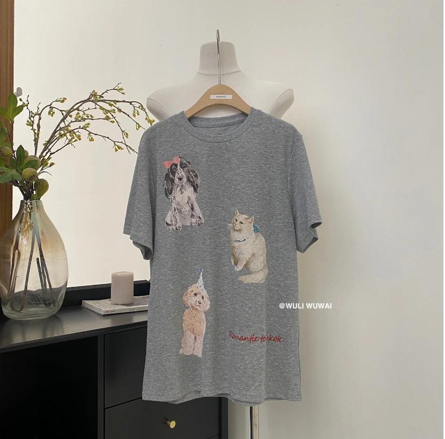 鑫燃KIKI T恤时尚休闲印花圆领春秋  15033 WU