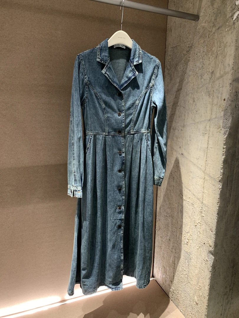 【NO退NO换】鑫燃KIKI 复古水洗长袖牛仔连衣裙 Q8737 VY  （F）