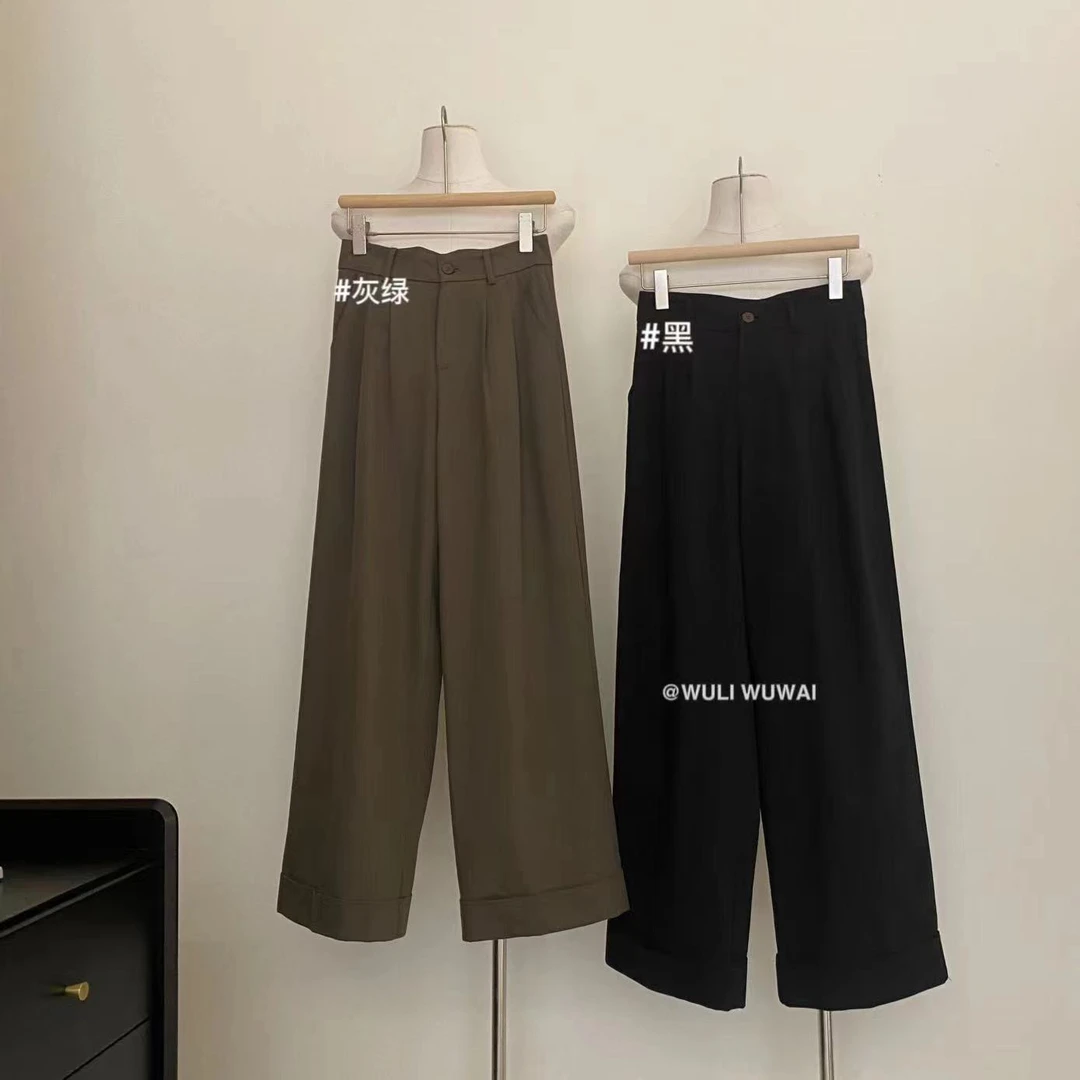 鑫燃KIKI  休闲裤 显瘦气质高腰直筒时尚百搭  30050 WU