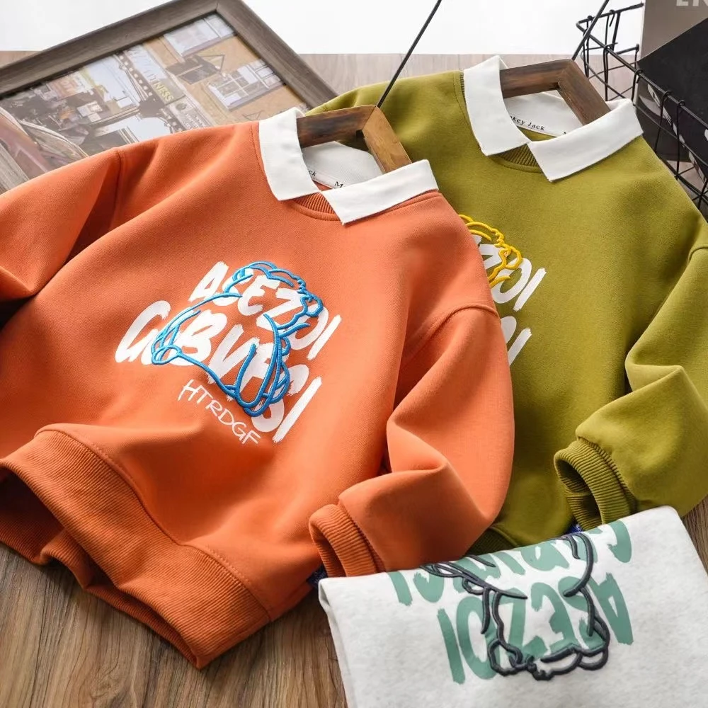 男童卫衣韩版春季新款儿童长袖宽松套头上衣中大童洋气打底衫