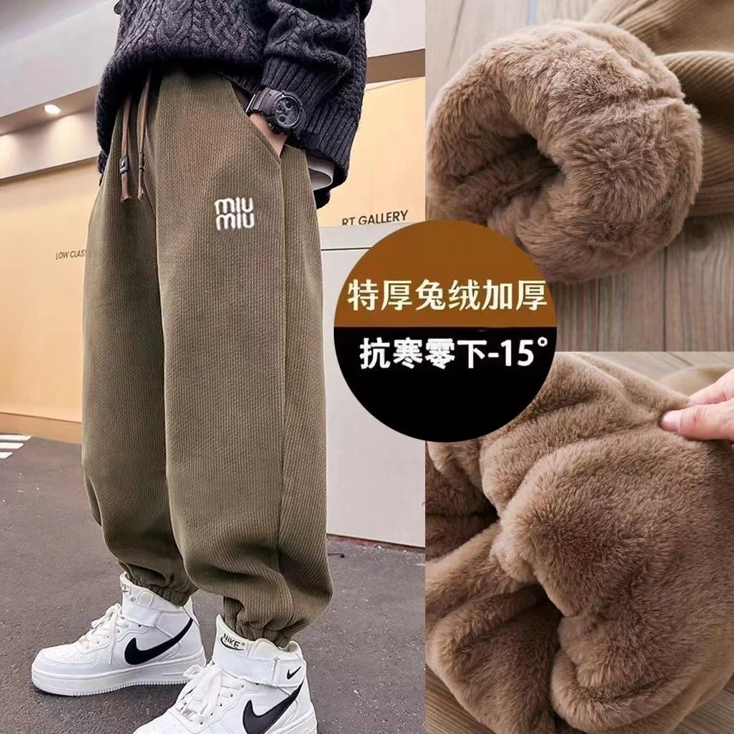 【现货】【仿兔毛三层加厚】男童冬季裤子儿童加厚外穿长裤保暖洋