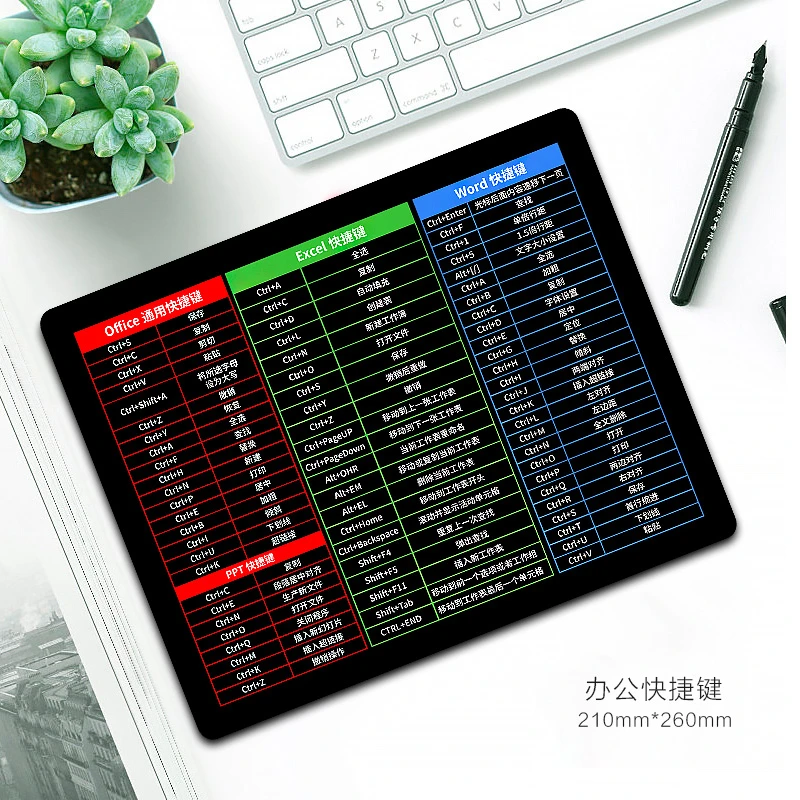 先机优品鼠标垫小号办公快捷键加厚鼠标垫桌面垫子