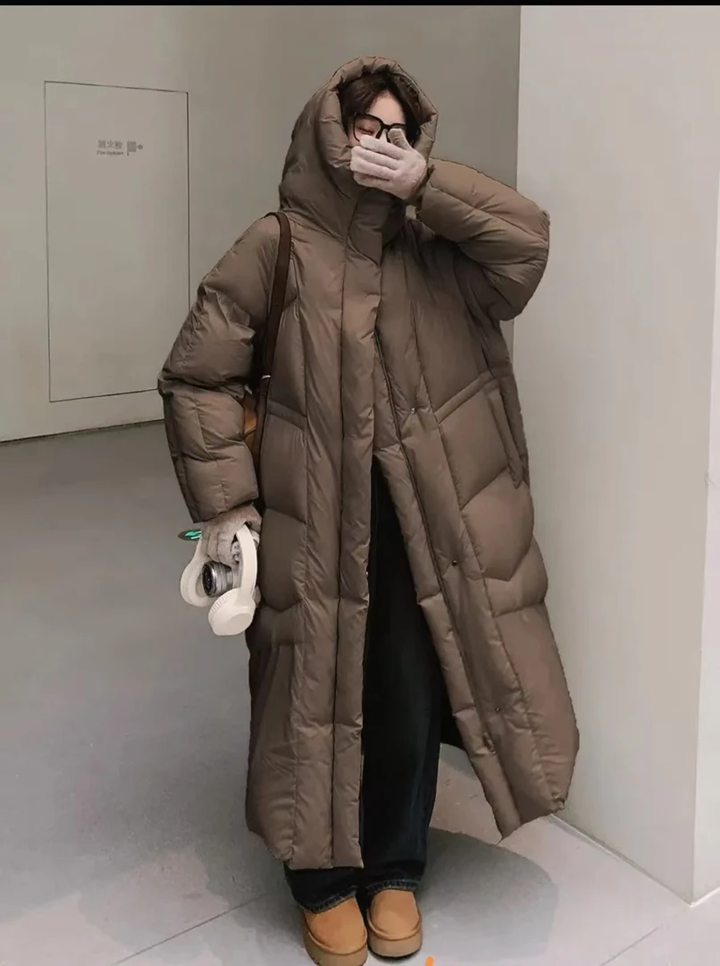 大被子设计款舒适时尚百搭连帽长款保暖宽松气质加厚冬季女士外套