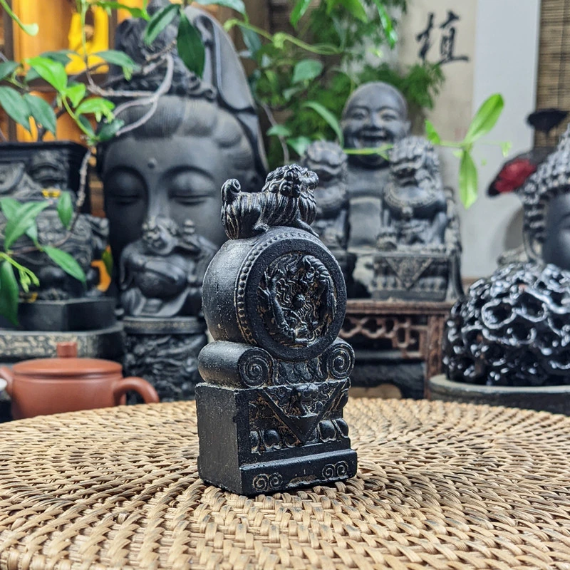 雲植.仿古禅意抱鼓石案头小装饰中式创意复古书房摆设