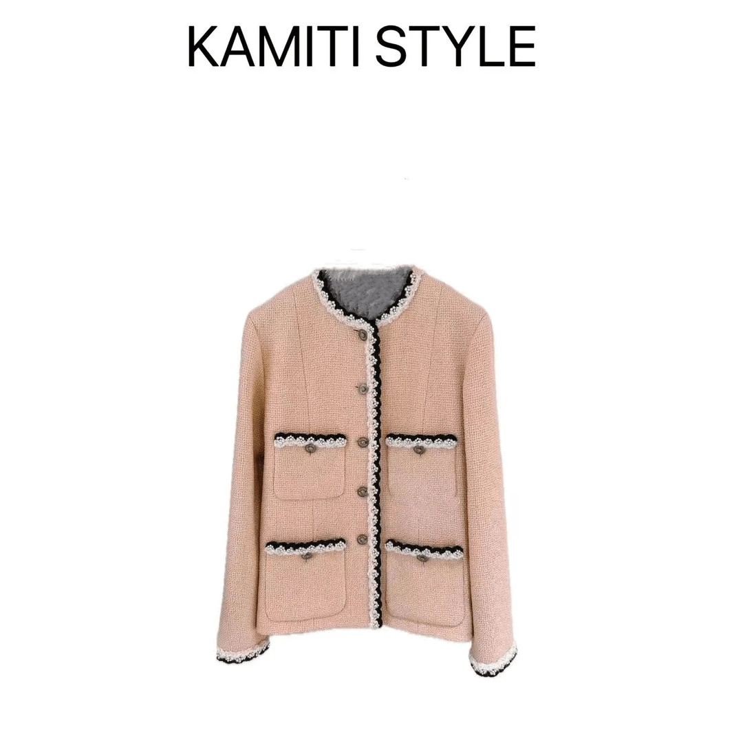 【唐顿庄园】2024年秋季时尚显瘦粗花呢高级手工法式小香风外套