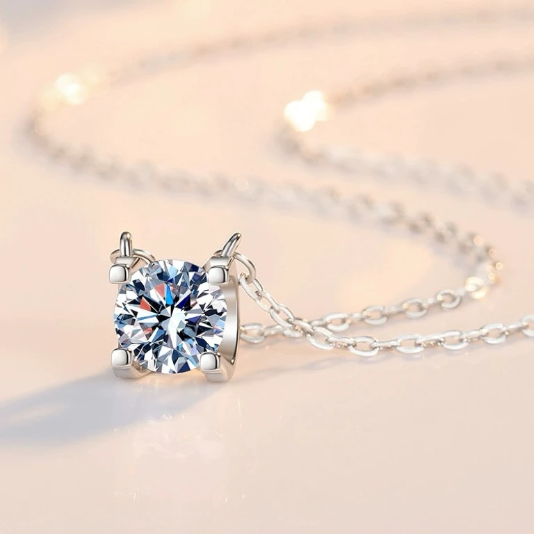 坠链均925银莫桑石 【牛头吊坠】0.5-2克拉