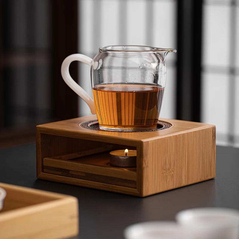 毅煊竹制蜡烛温茶器暖茶底座公杯温茶台加热带烛托小型花茶壶保温
