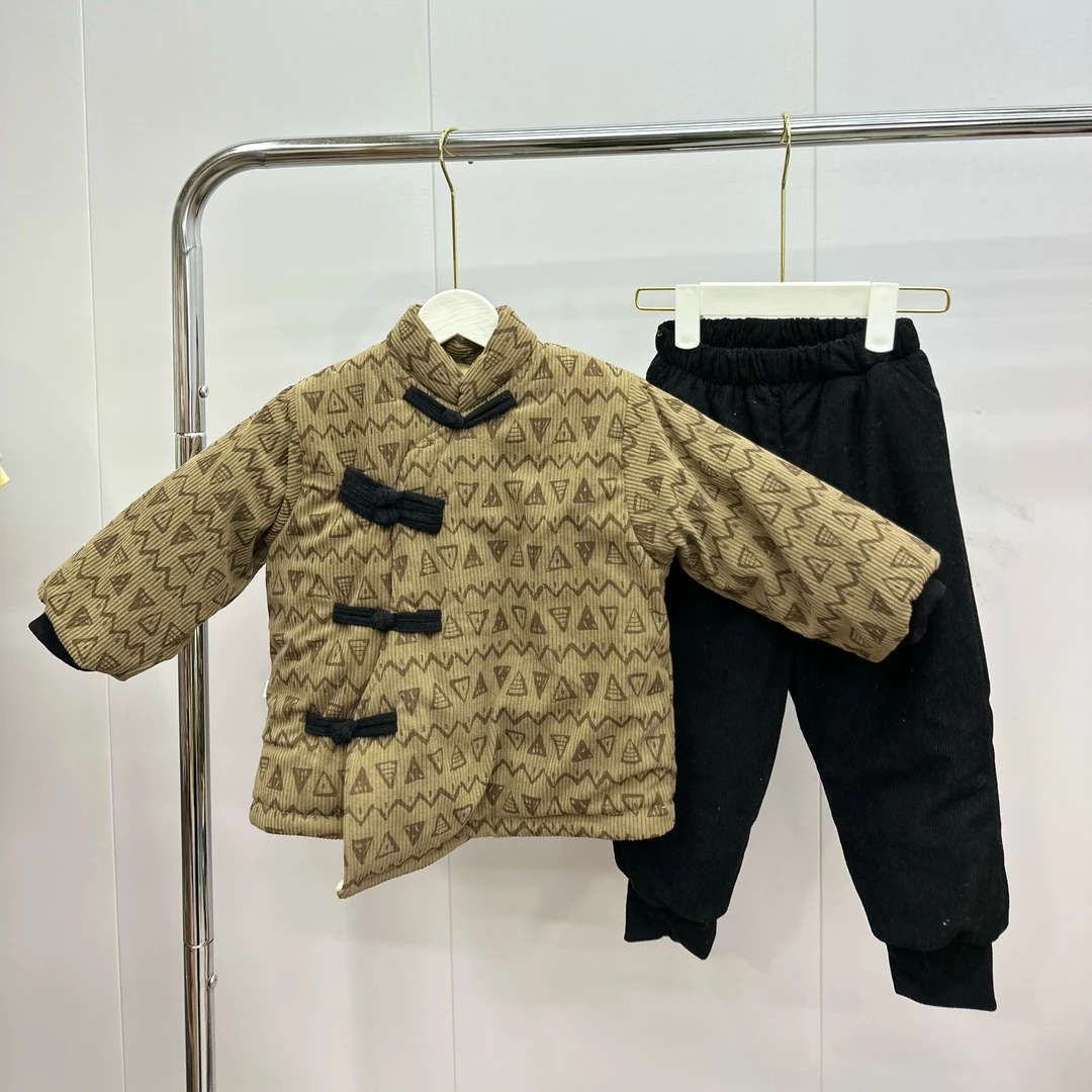 【灯芯绒】分体套装机器航线棉花冬季厚款棉衣儿童保暖棉服婴幼儿