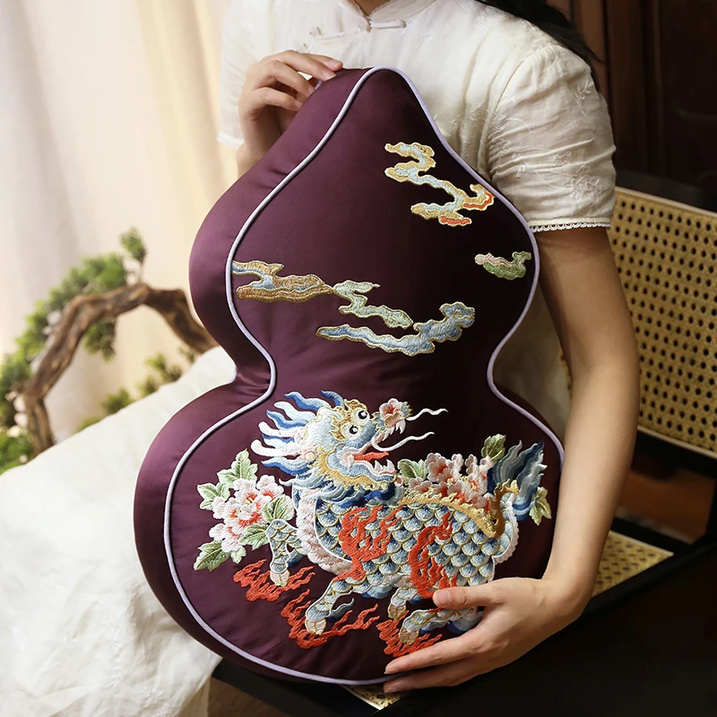 国潮麒麟葫芦新中式抱枕刺绣床头靠枕沙发靠垫荣义官方旗舰店