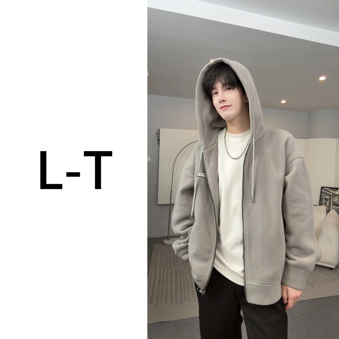 （熙品）2024秋冬男潮流百搭休闲加厚宽松连帽情侣风保暖卫衣W-756