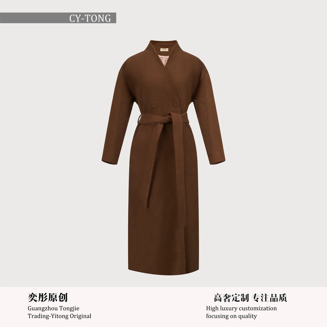 【彤姐原创】冬季时尚设计轻奢气质长款高定单色大衣外套W24B055