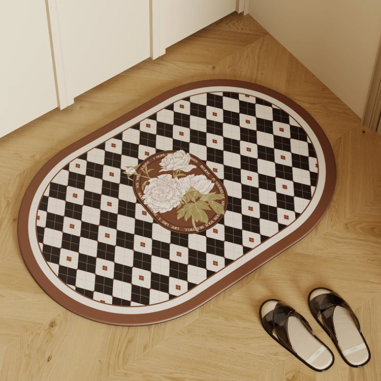 硅藻泥吸水地垫橡胶底防滑脚垫浴室门口耐脏速干进门卫生间家用