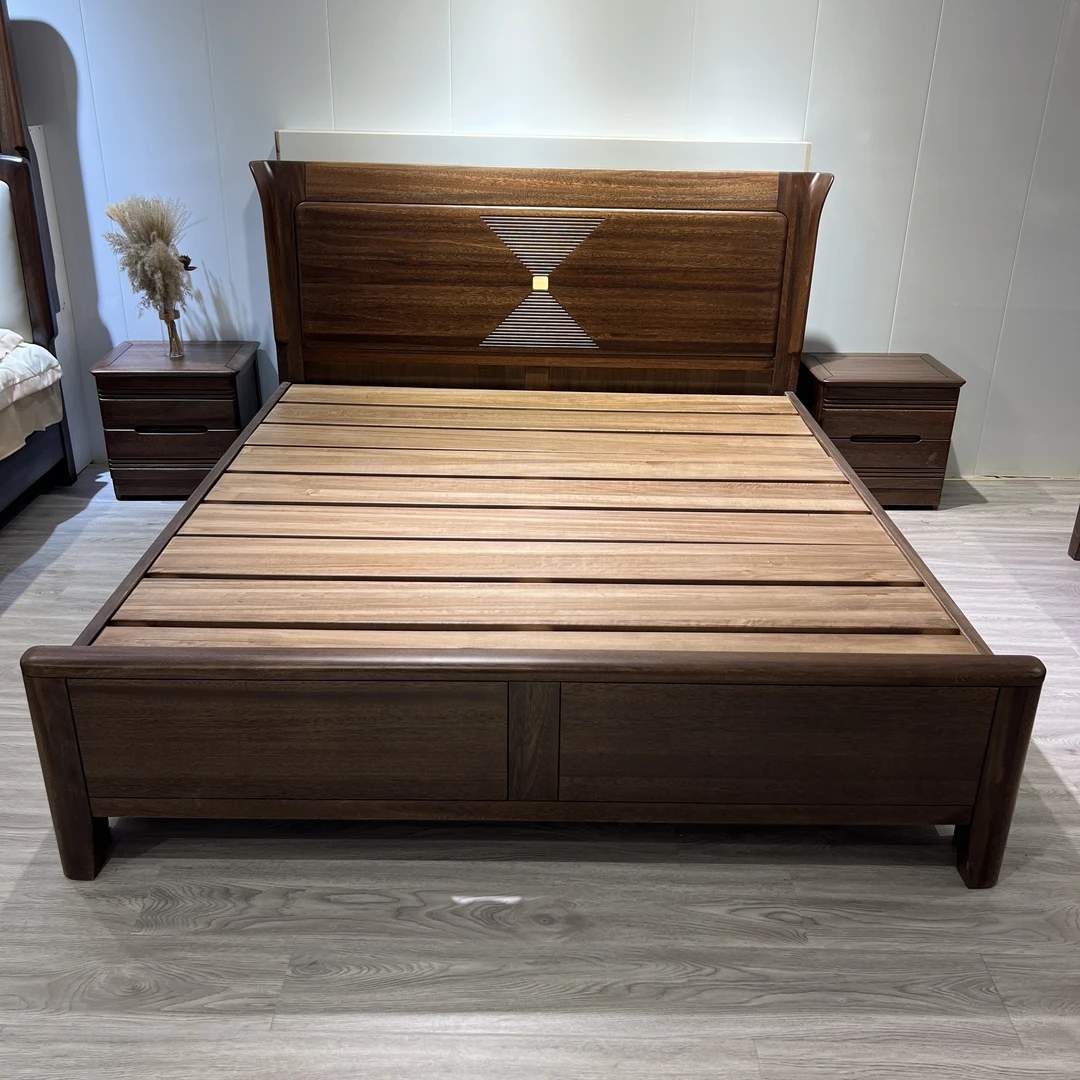 实木床简约轻奢实木床箱体床高箱储物大床新中式实木大床主卧