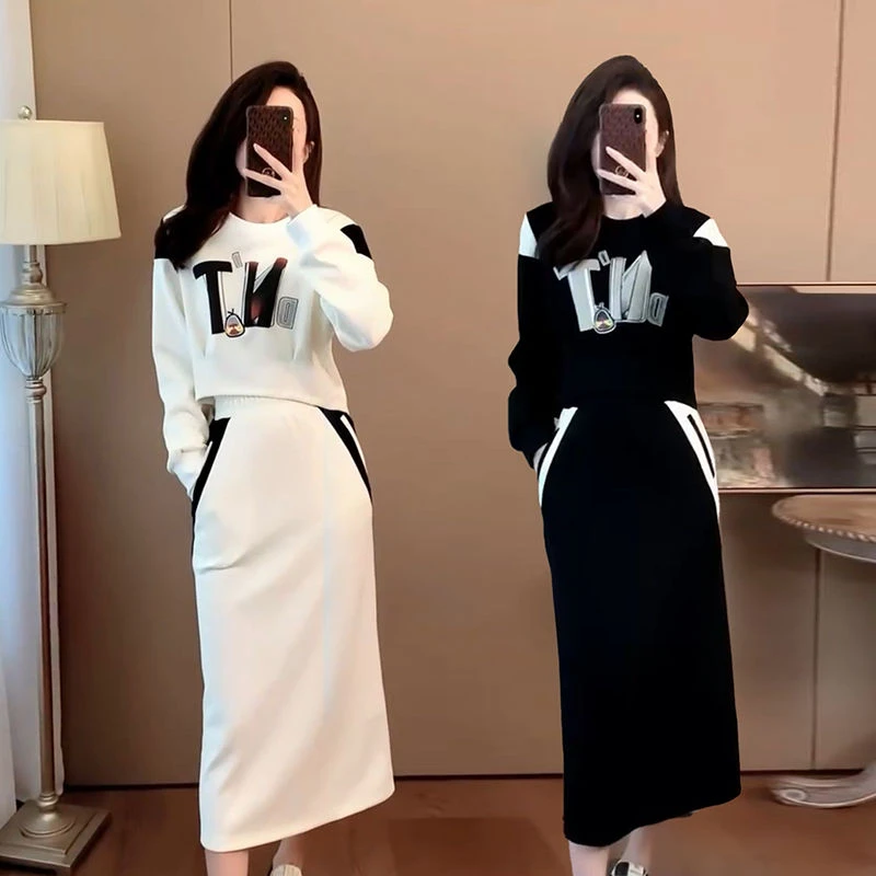 2025春秋新款时尚休闲套装裙女韩版洋气短上衣半身裙小个子一整套