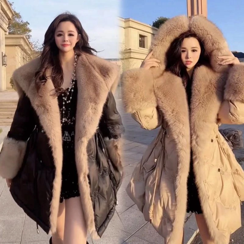 欧货天使之翼2025冬季新款韩版时尚连帽棉服保暖女加厚中长款外套