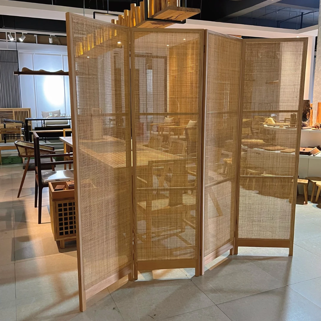璞一新中式客厅屏风可移动的折叠屏风家用餐厅简约藤编屏风