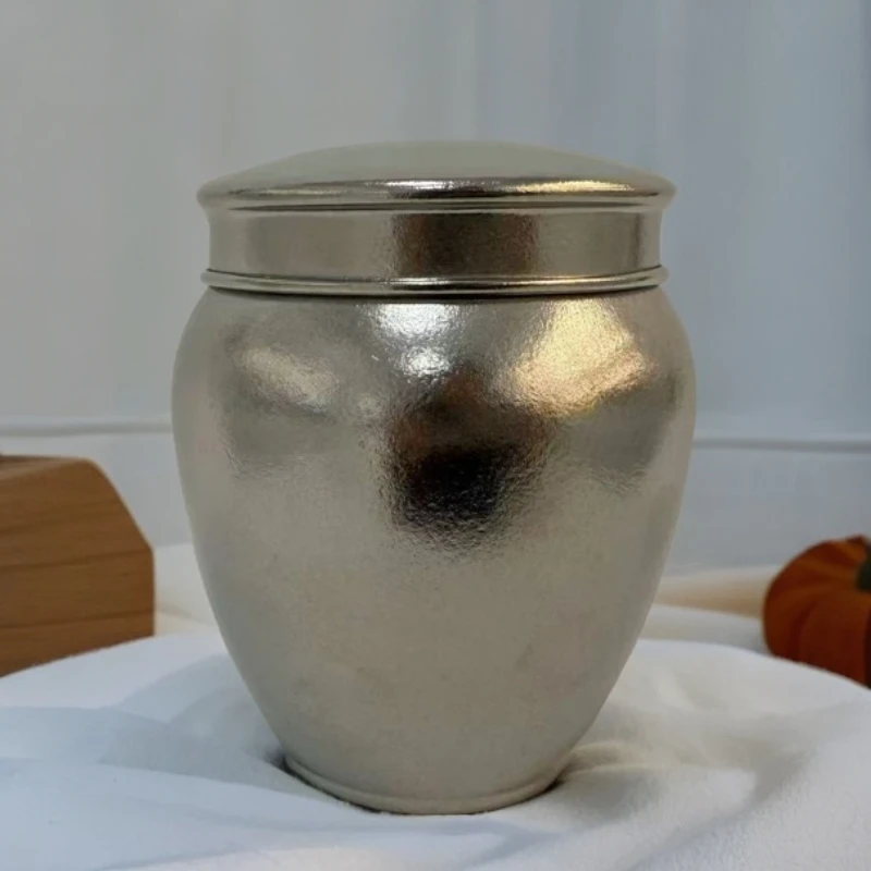 380ml元宝形纯钛茶叶罐简约风格家用复古便携茶道