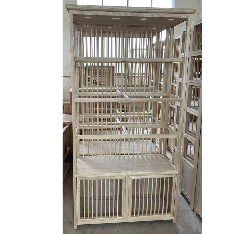 新中式白椿木文玩珠宝古董玻璃展示柜带射灯实木置物架茶叶茶壶架