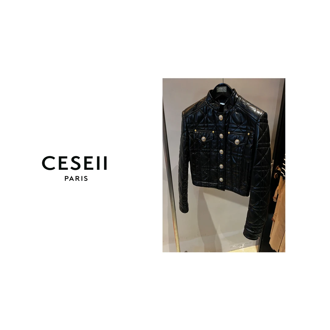 【XJ1326】CESEII秋冬新款时尚巴小姐风格重工皮外套