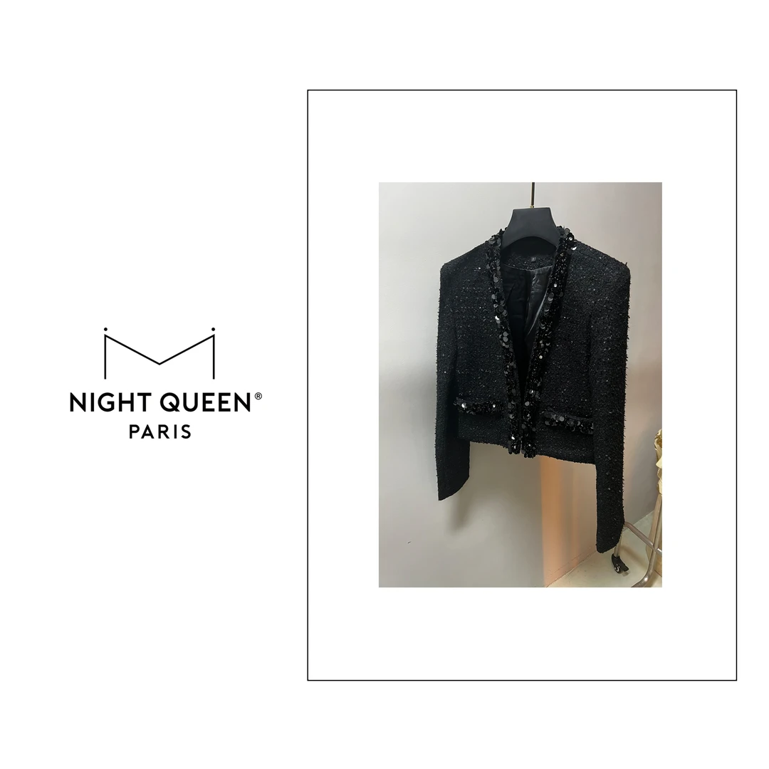 【XJ476】2023秋冬新款原厂限量高定重工手工钉钻小香风外套