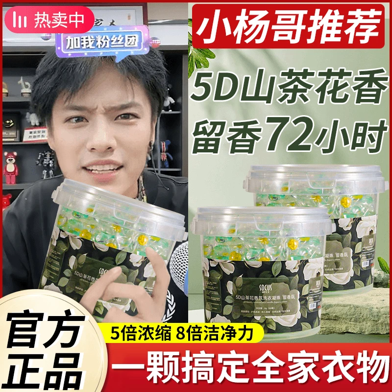 5D山茶花香氛洗衣凝珠72小时持久留香浓缩抑菌去污四效合一洗衣液