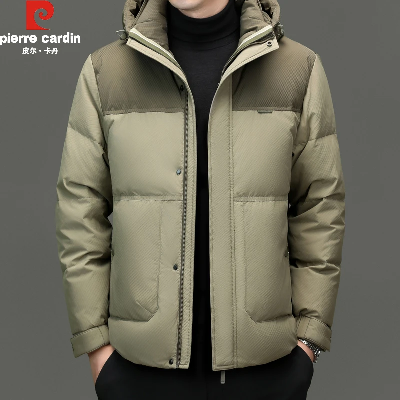 皮尔卡丹品牌冬季羽绒服冬季新款中年男士短款加厚白鸭绒保暖外套