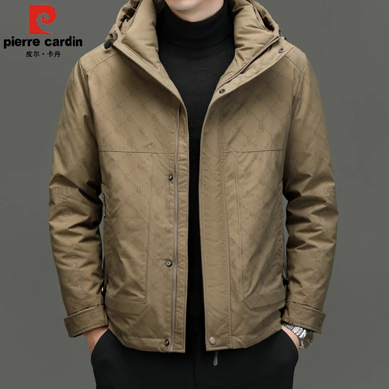 皮尔卡丹高端羽绒服男士短款连帽冬季新款白鸭绒加厚保暖时尚外套