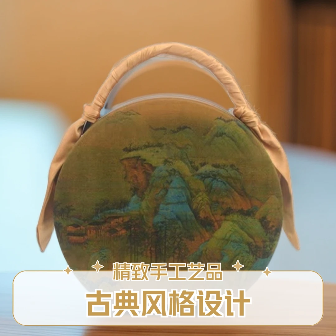 新中式国风圆形手拎斜挎包 复古轻奢百搭