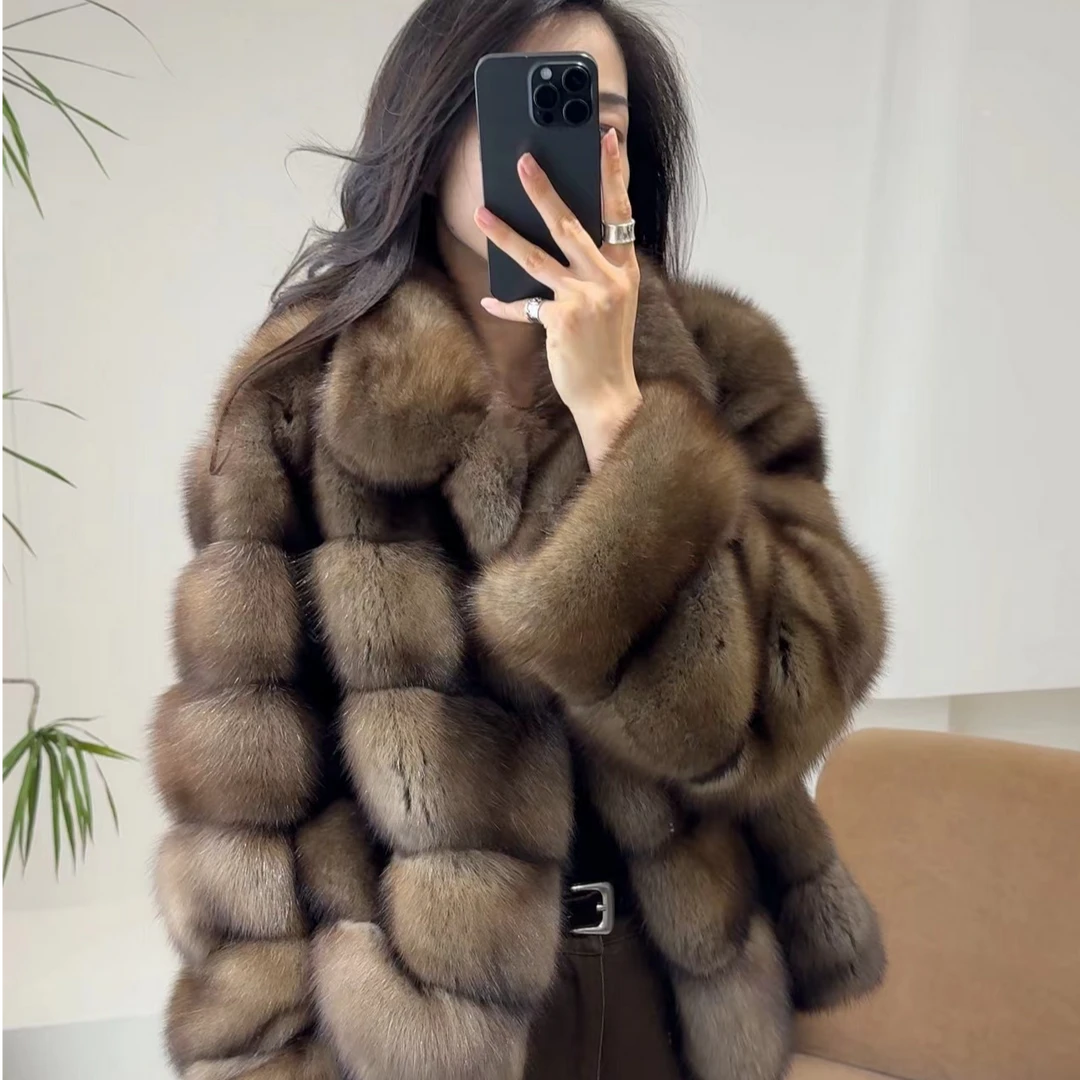 【YINGMOMO】影哥「金色曼哈顿」俄罗斯翻领紫貂外套  G3099