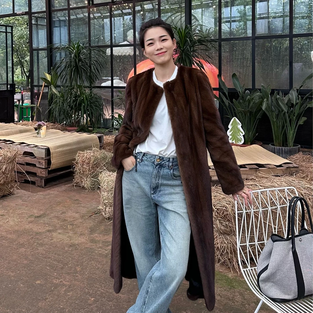 【YINGMOMO】影哥「华尔兹」全抽刀咖啡本色进口紫金短二长款皮草外套