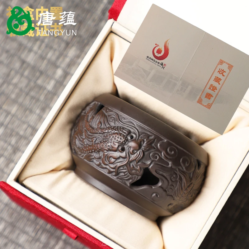 唐蕴紫砂祥龙镂空主人杯单杯双层耐热茶杯个人专用茶盏男女喝水杯