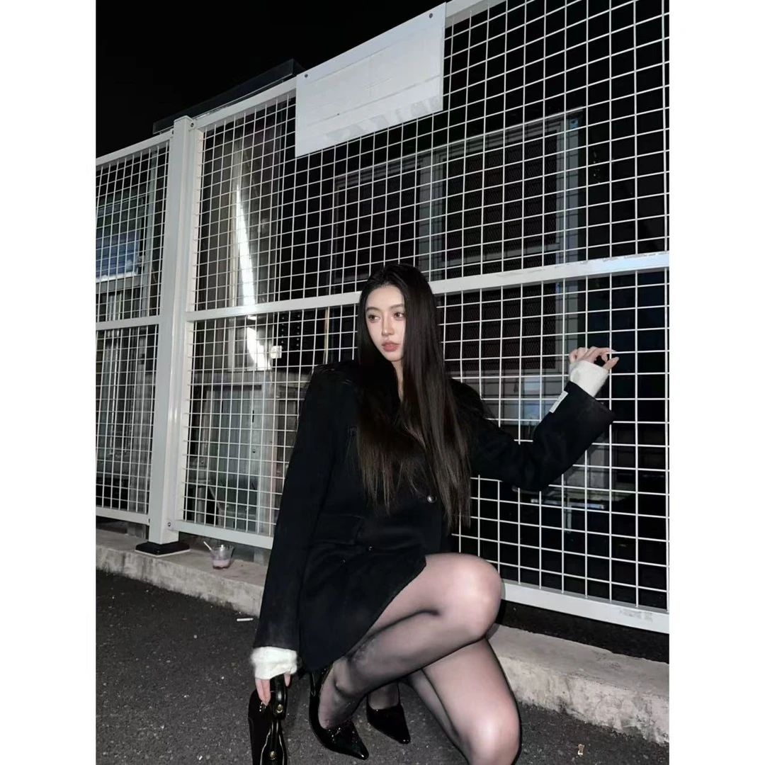 Z11《幕后黑手》 秋冬新款设计风收腰手工双面尼外套气场霸总人设