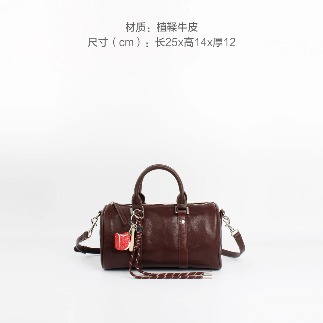 【利利是也】旧时光 真皮波士顿枕头包质感牛皮手提包时尚斜挎包