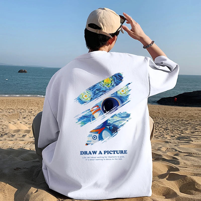 嗳唯兮出游情侣短袖t恤百搭夏季半袖潮流纯棉印花ins男友穿搭潮T