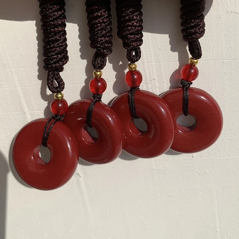 含辰砂工艺品朱砂平安扣吊坠男女款挂件平安吊坠挂件