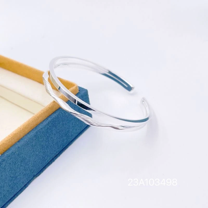 足银手镯 9999足银莫比乌斯双圈开口手镯实心ins足银手镯时尚简约