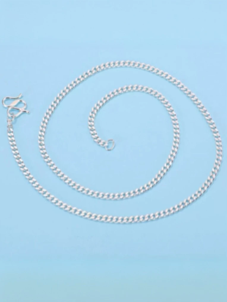 链子足银 足银990纯银马鞭项链手工男女项链嘻哈风素链时尚百搭