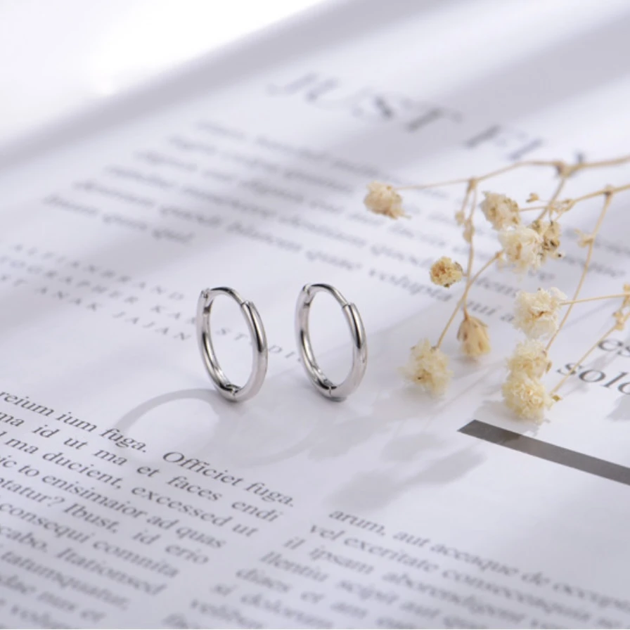 足银耳饰 999足银耳环男女耳圈时尚个性耳饰耳骨环耳扣 简约气质