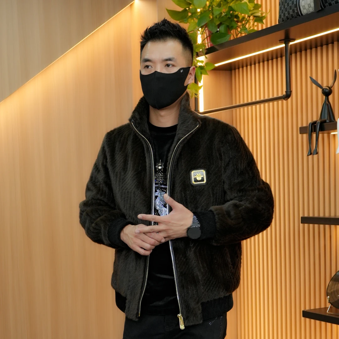 【立领小条纹外套】休闲时尚潮流轻奢男装简约秋冬保暖男士宽松夹克