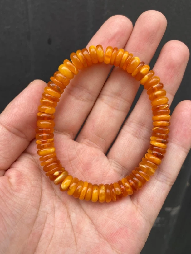 天然原矿琥珀蜜蜡老花蜡隔片手串直径女款时尚百搭