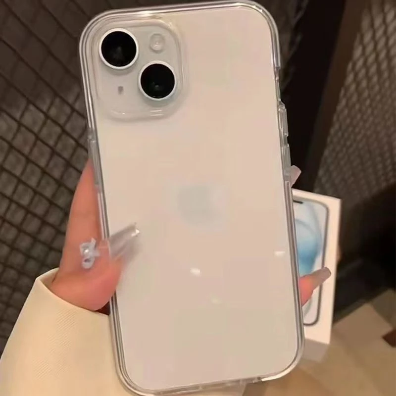 新款高级感小众透明IPHONE手机壳白色透明手机壳14promax软壳11