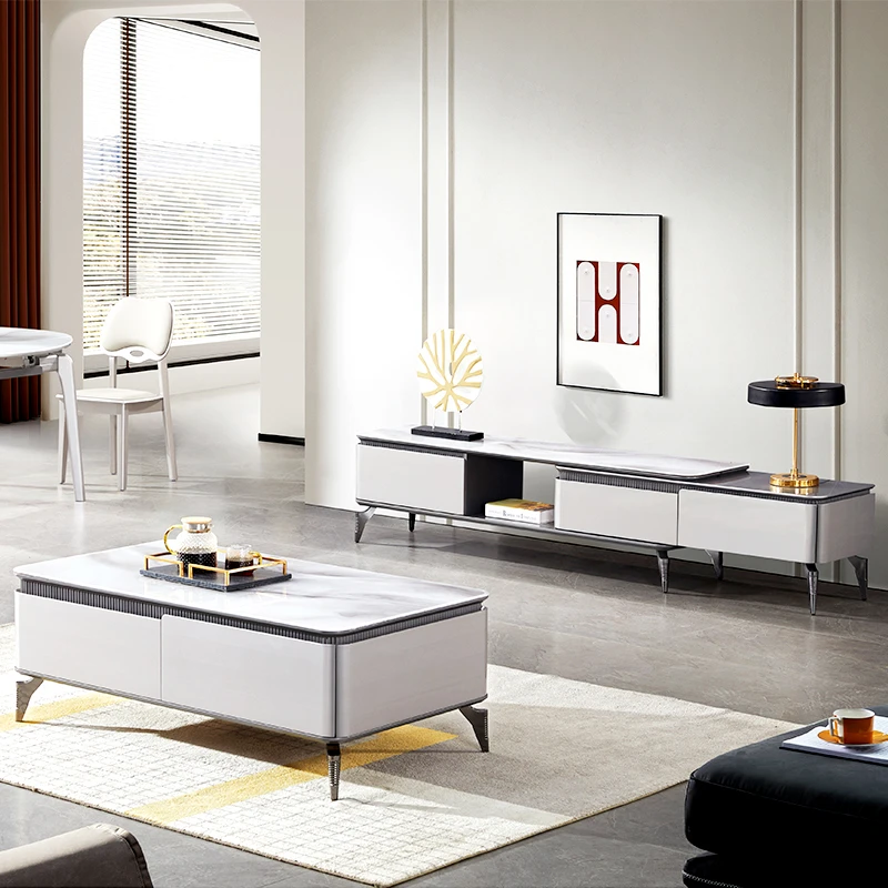 2024实木客厅电视柜茶几组合轻奢家用简约茶桌大气可伸缩茶几组合