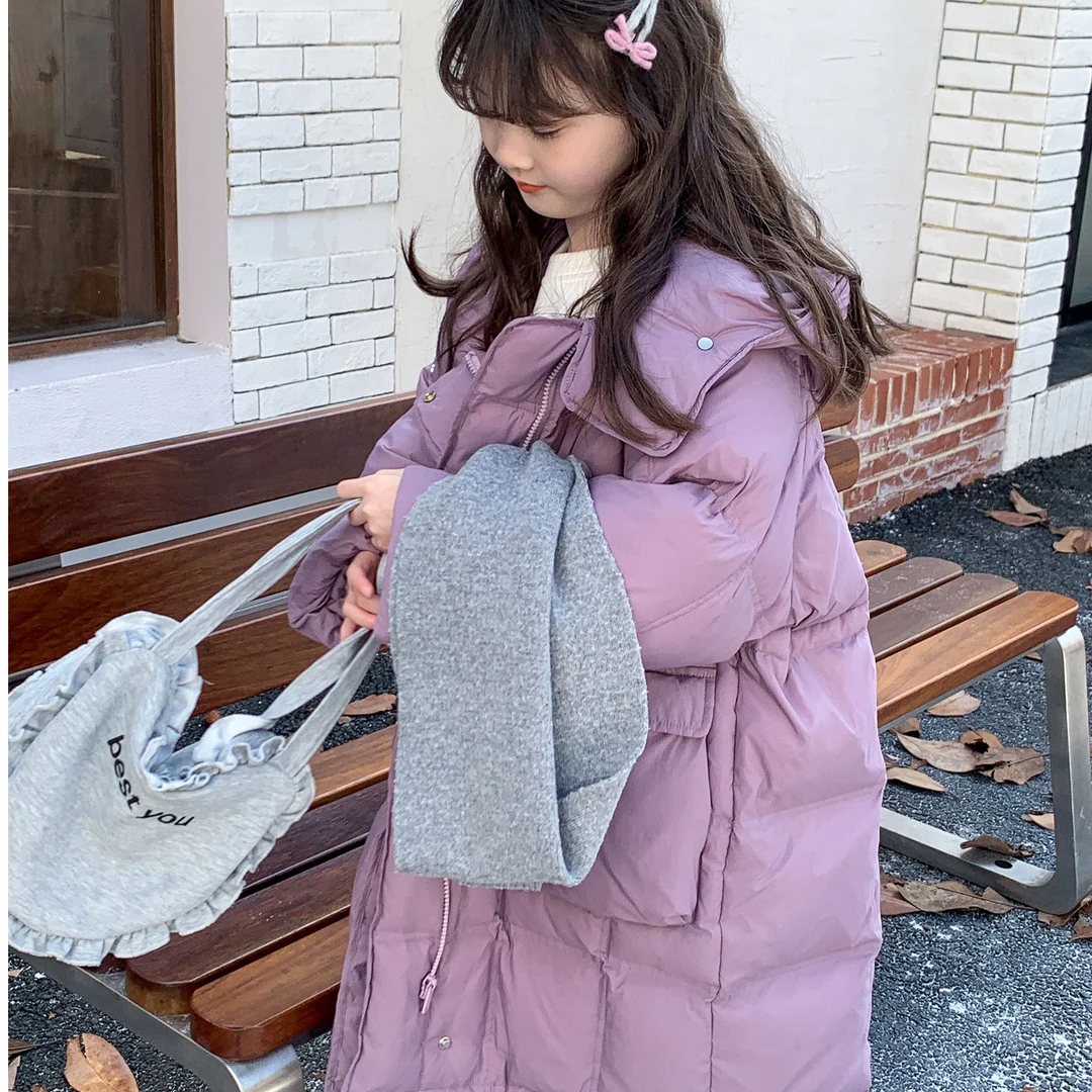 24新款中长款儿童羽绒服男女童装加厚过膝保暖白鸭绒宽松外套韩系