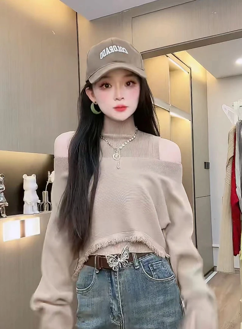 【秀宝女装】小众设计感短款毛衣+别致内搭针织背心XB7814