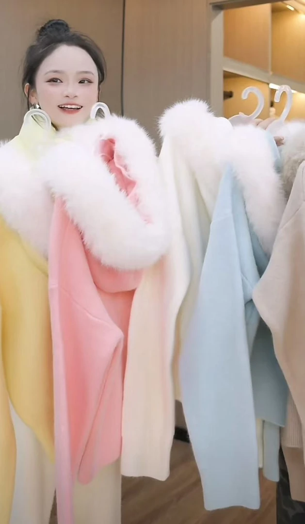 【秀宝女装】慵懒风休闲百搭连帽针织毛衣XB5072