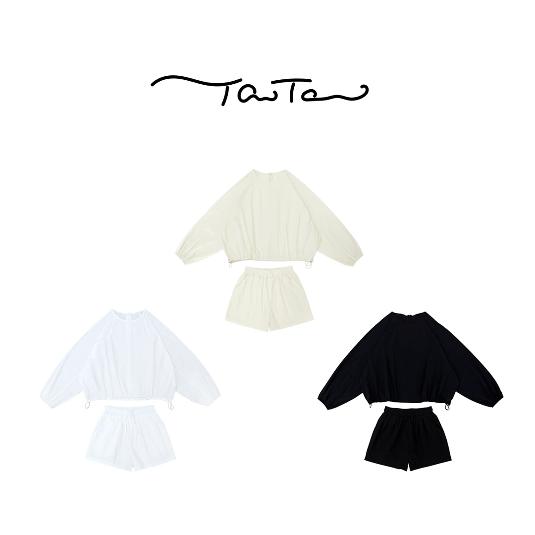 桃桃家-【减龄套装】24韩版后背拉链设计圆领休闲长袖衬衫套装541