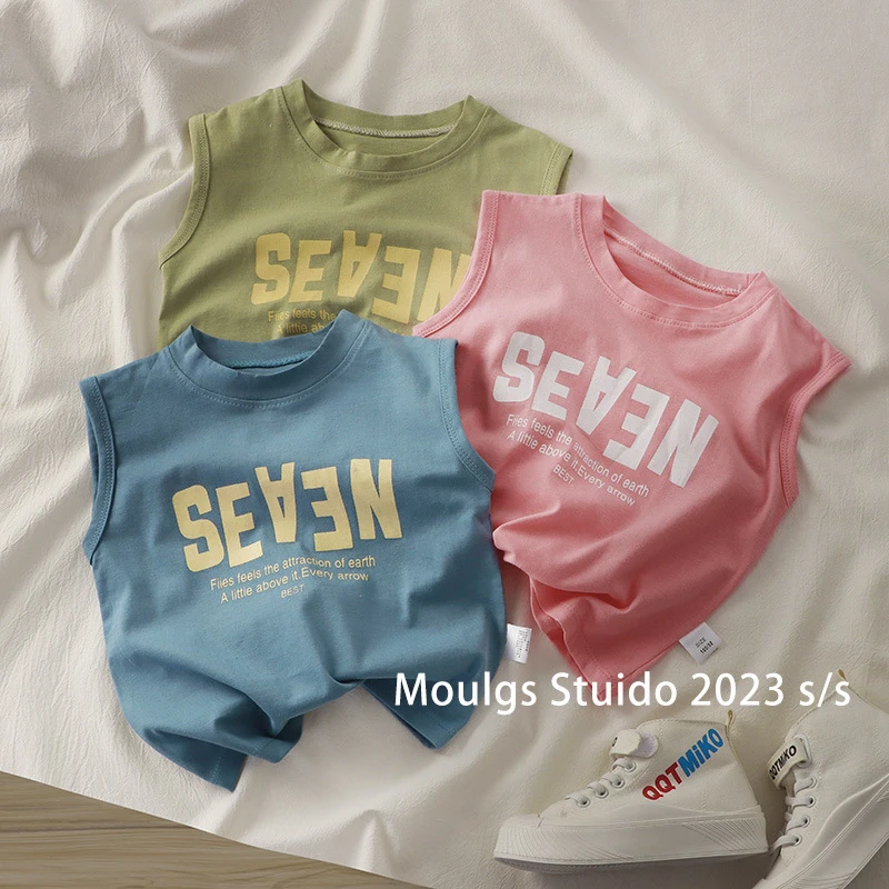 儿童夏季纯棉背心男童女童无袖时尚T恤中大童百搭薄款无袖上衣A类