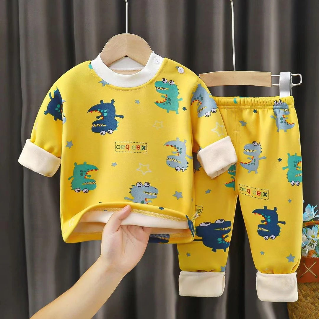 儿童秋冬秋衣秋裤套装男女童一体绒打底保暖内衣宝宝春秋睡衣冬装