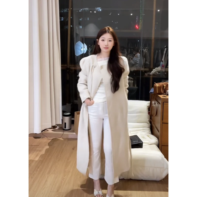 一只雪雪【雾色游廊】新款秋冬气质韩系高级毛呢时尚大衣外套