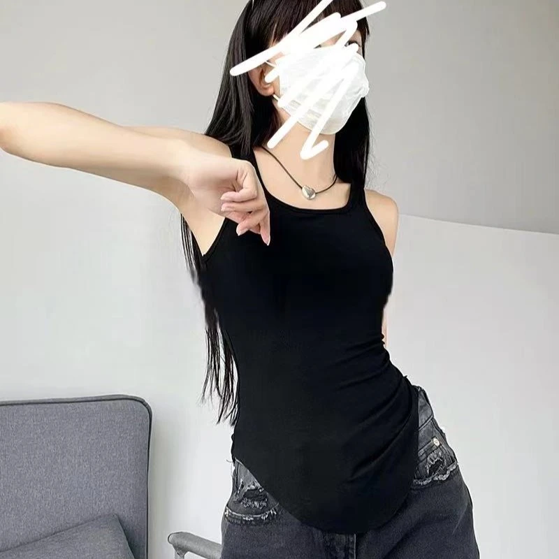 小裴定制【辣妹美式】新款夏季辣妹百搭休闲不规则显瘦设计感上衣